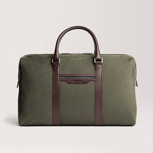 Compact Weekender Olive Nubuck leather weekend bag