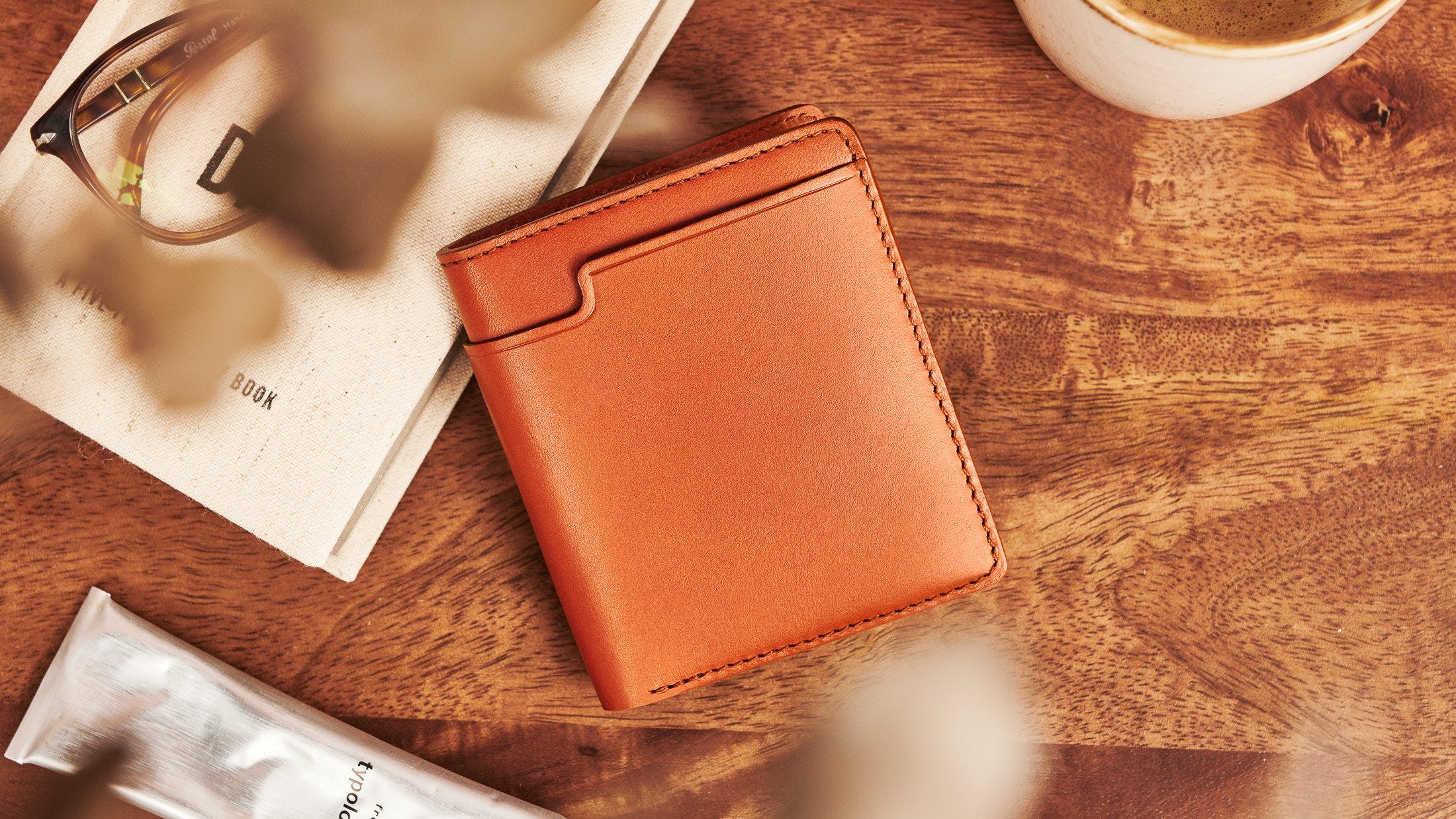 Coffee Time Leather Checkbook Cover 