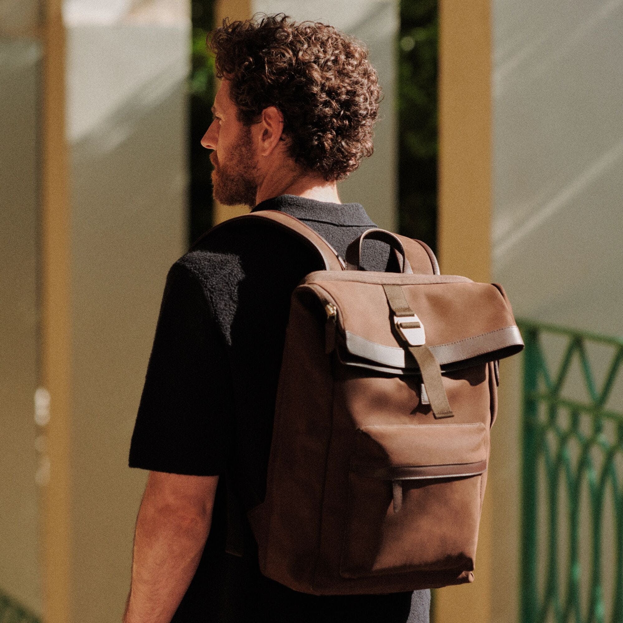 City-hopper Backpack Nubuck leather fold top backpack